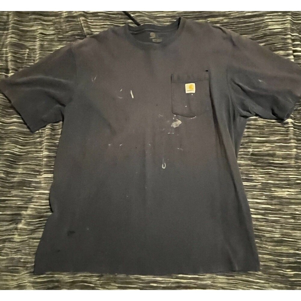VTG Carhartt Thrashed Distressed Faded Grunge Work WIP Worn Pocket T-Shirt XL
